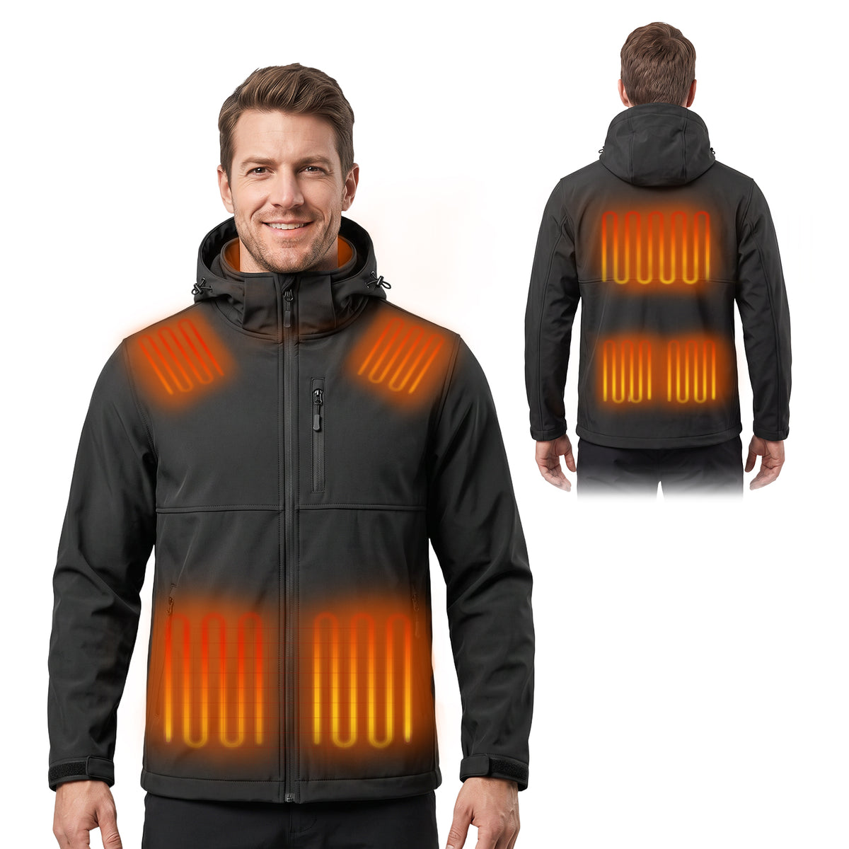 Dr.Prepare Men's Winter Jacket Waterproof Ski Snow Coat with 16000mah power bank
