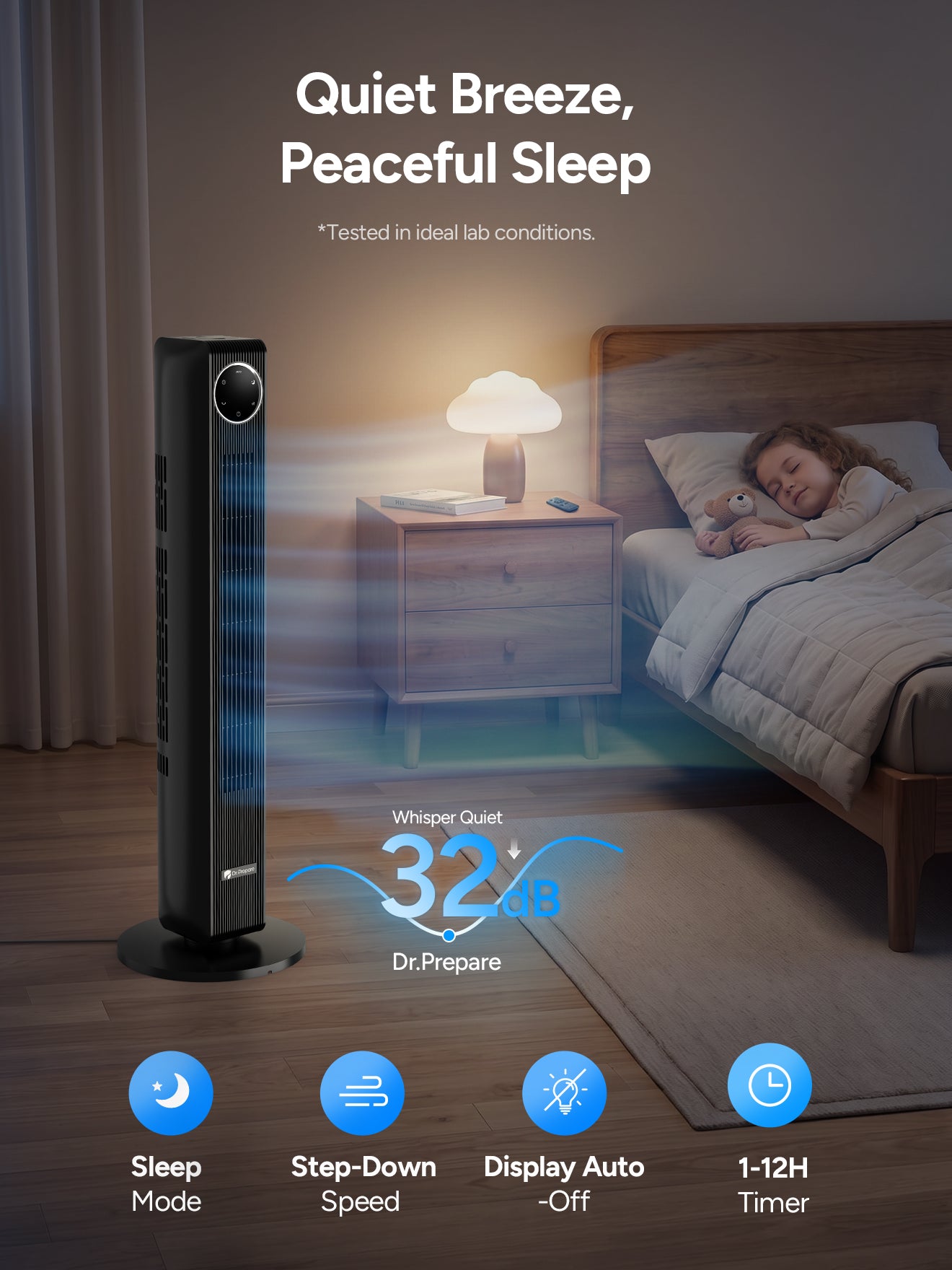 DR.PREPARE 40” Tower Fan with Remote Control