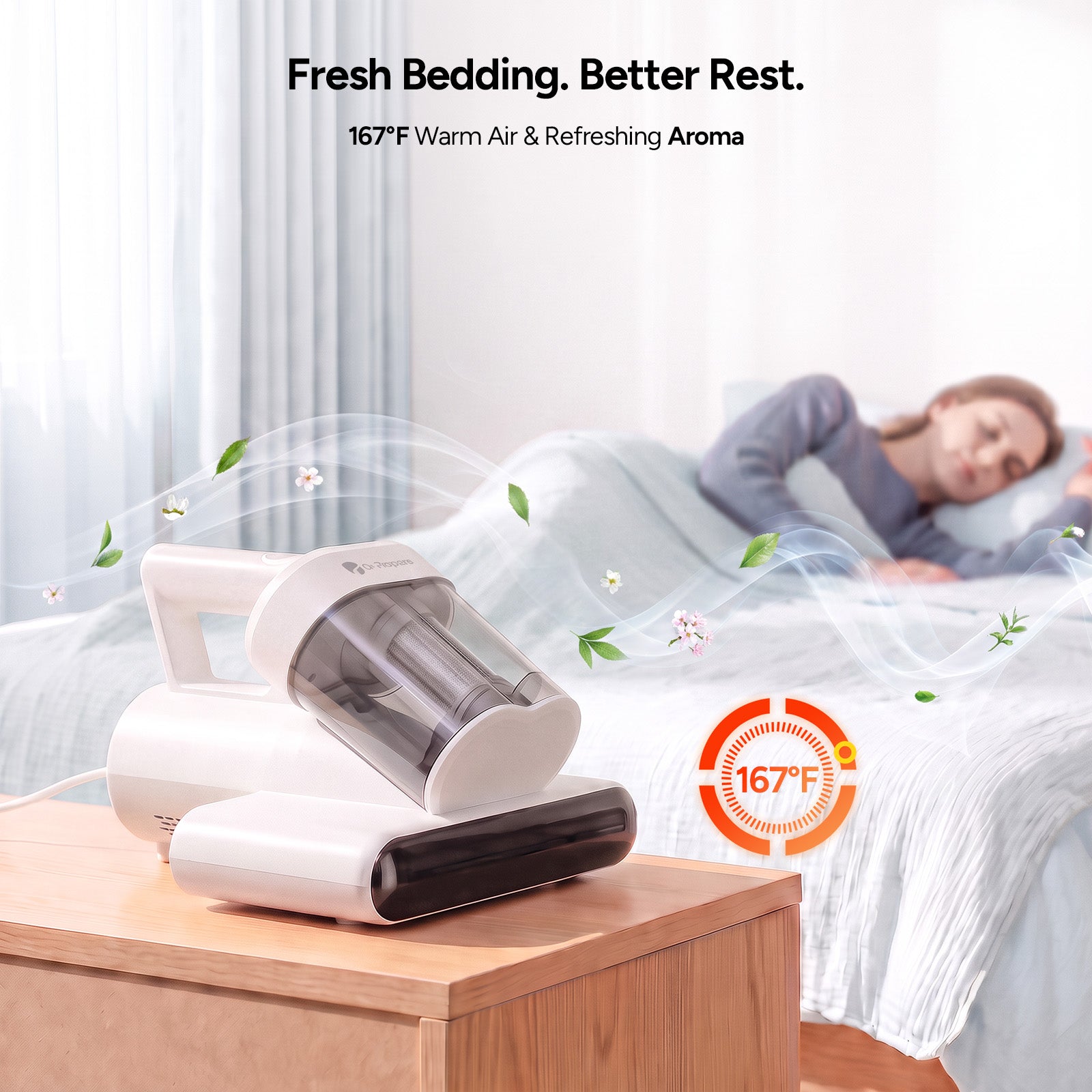 Dr.Prepare Mattress Vacuum, 15kPa Suction, 500WCorded Bed Vacuum, UV-C&Heat