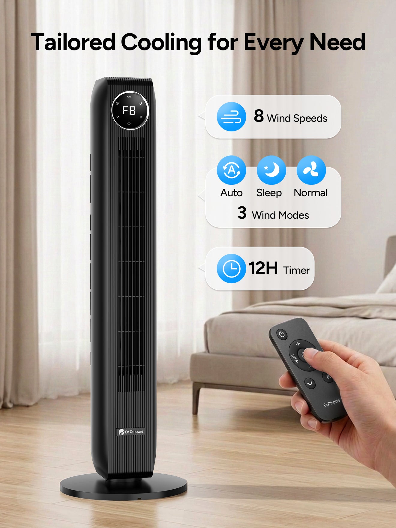 DR.PREPARE 40” Tower Fan with Remote Control