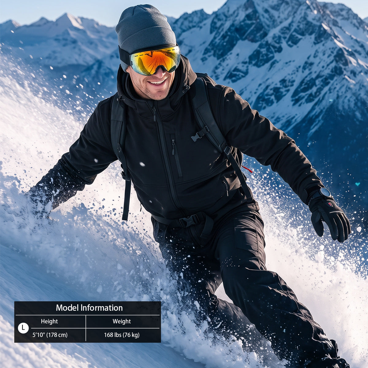 Dr.Prepare Men's Winter Jacket Waterproof Ski Snow Coat with 16000mah power bank
