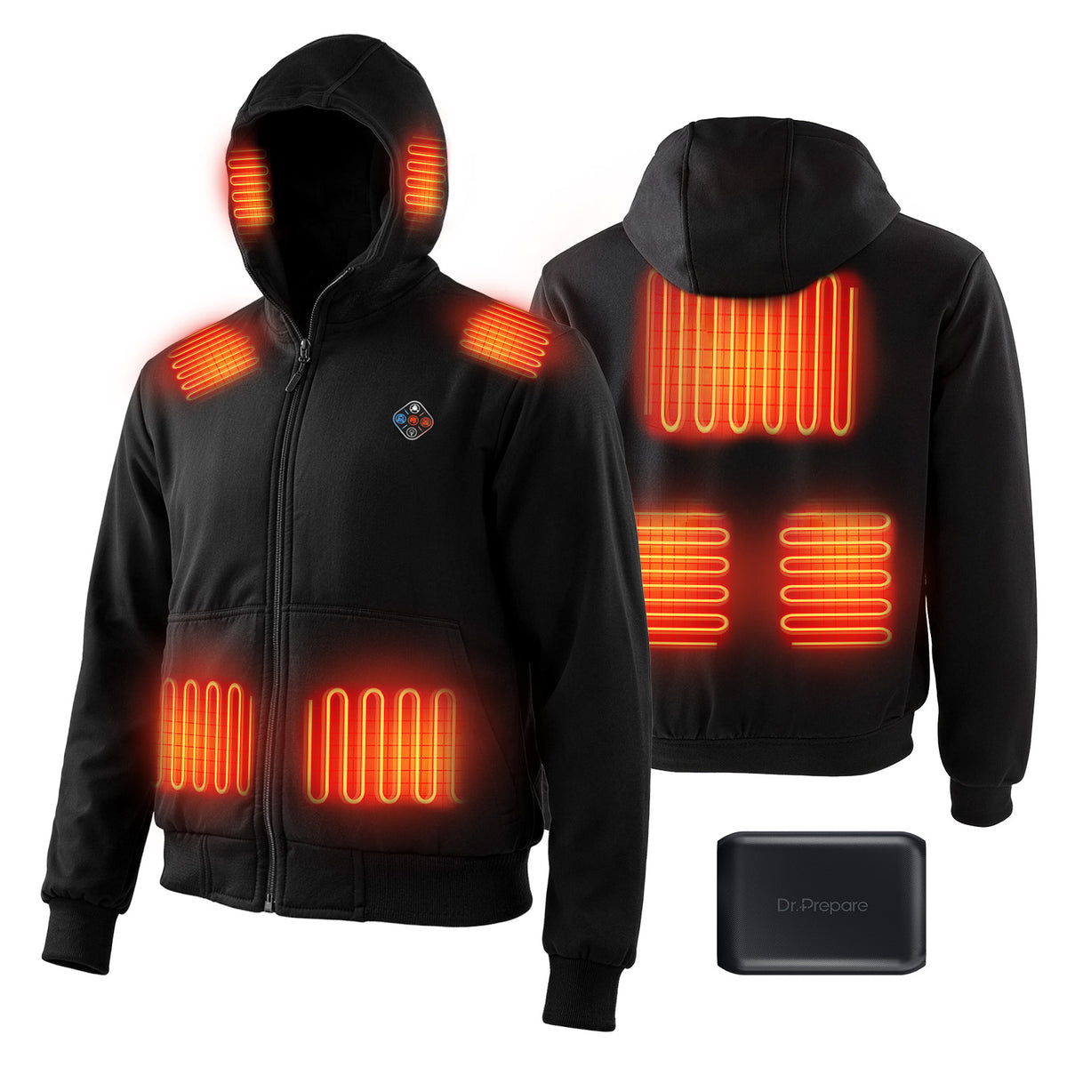 DR.PREPARE Unisex Full-Zip Heated Hoodie with 16000mAh Battery Pack