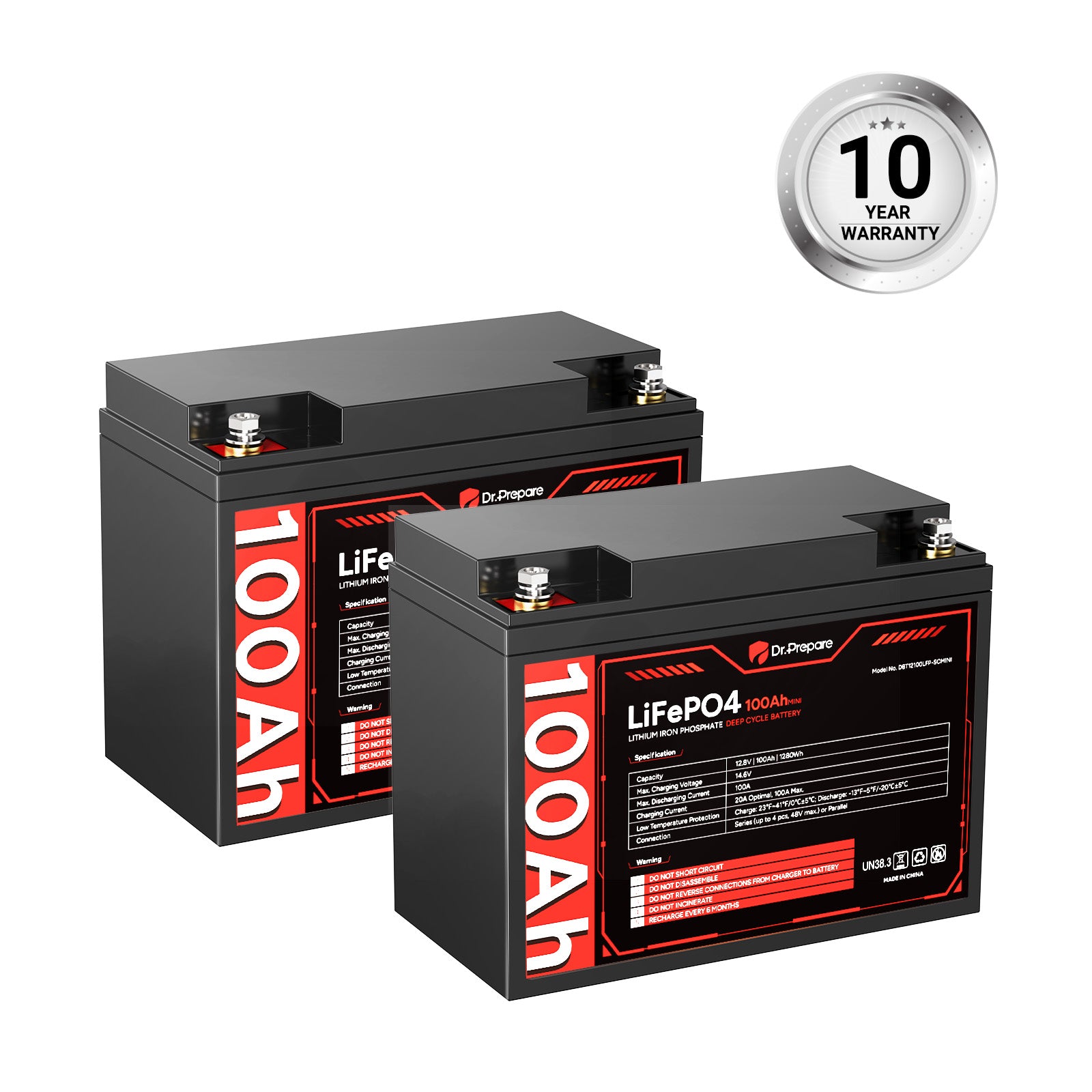 12V 100Ah Mini LiFePO4 Lithium Deep Cycle Battery [10-Year Warranty]