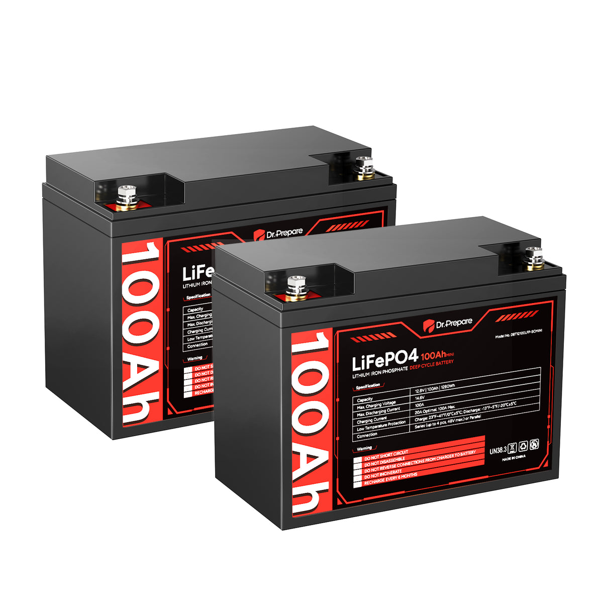 12V 100Ah Mini LiFePO4 Lithium Deep Cycle Battery [10-Year Warranty]