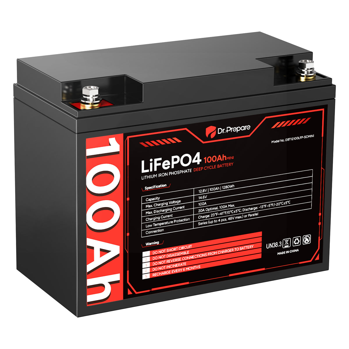12V 100Ah Mini LiFePO4 Lithium Deep Cycle Battery [10-Year Warranty]