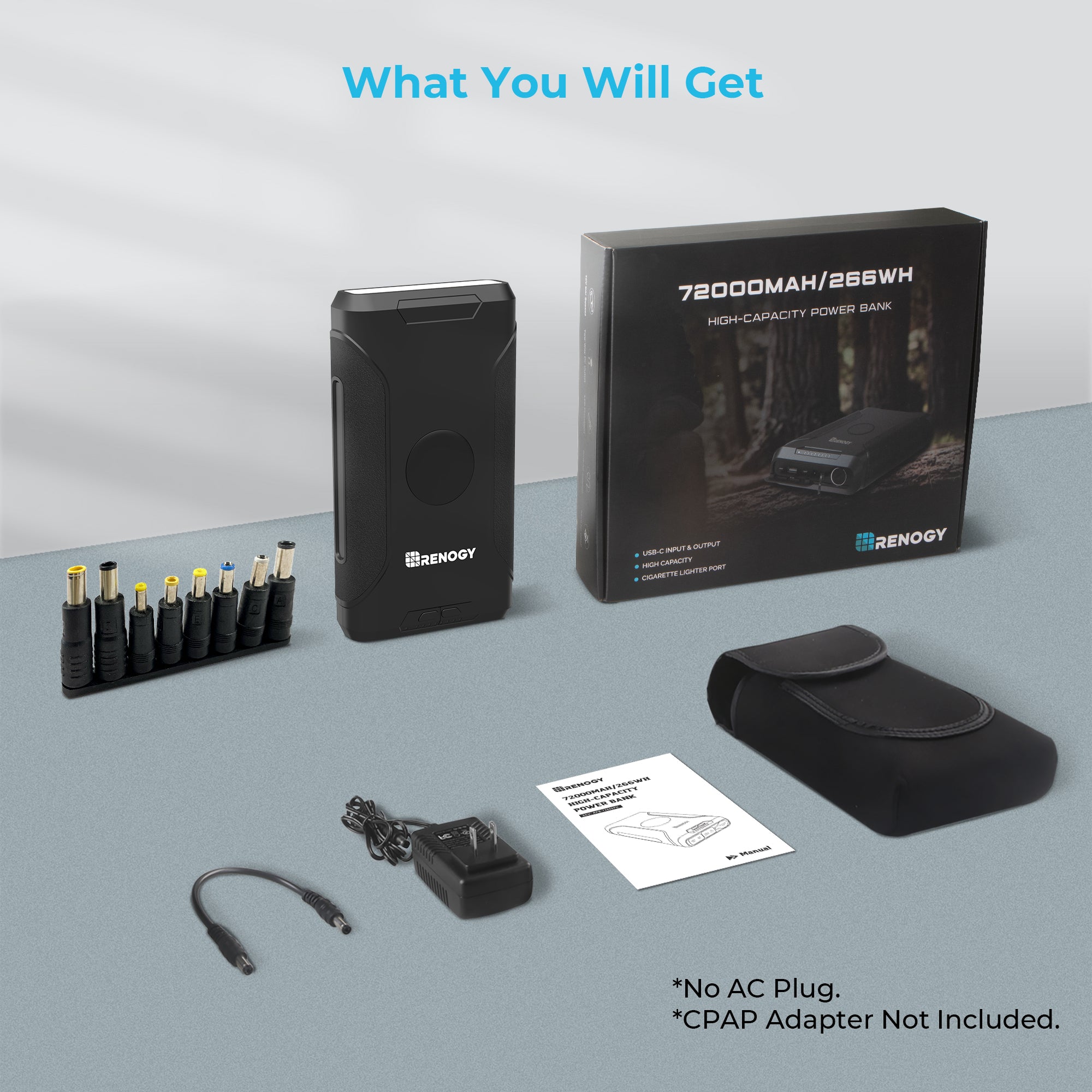 【2026 Upgraded】72000mAh 266Wh 12v Power Bank with 40W PD, Brick-Sized CPAP Battery for Camping