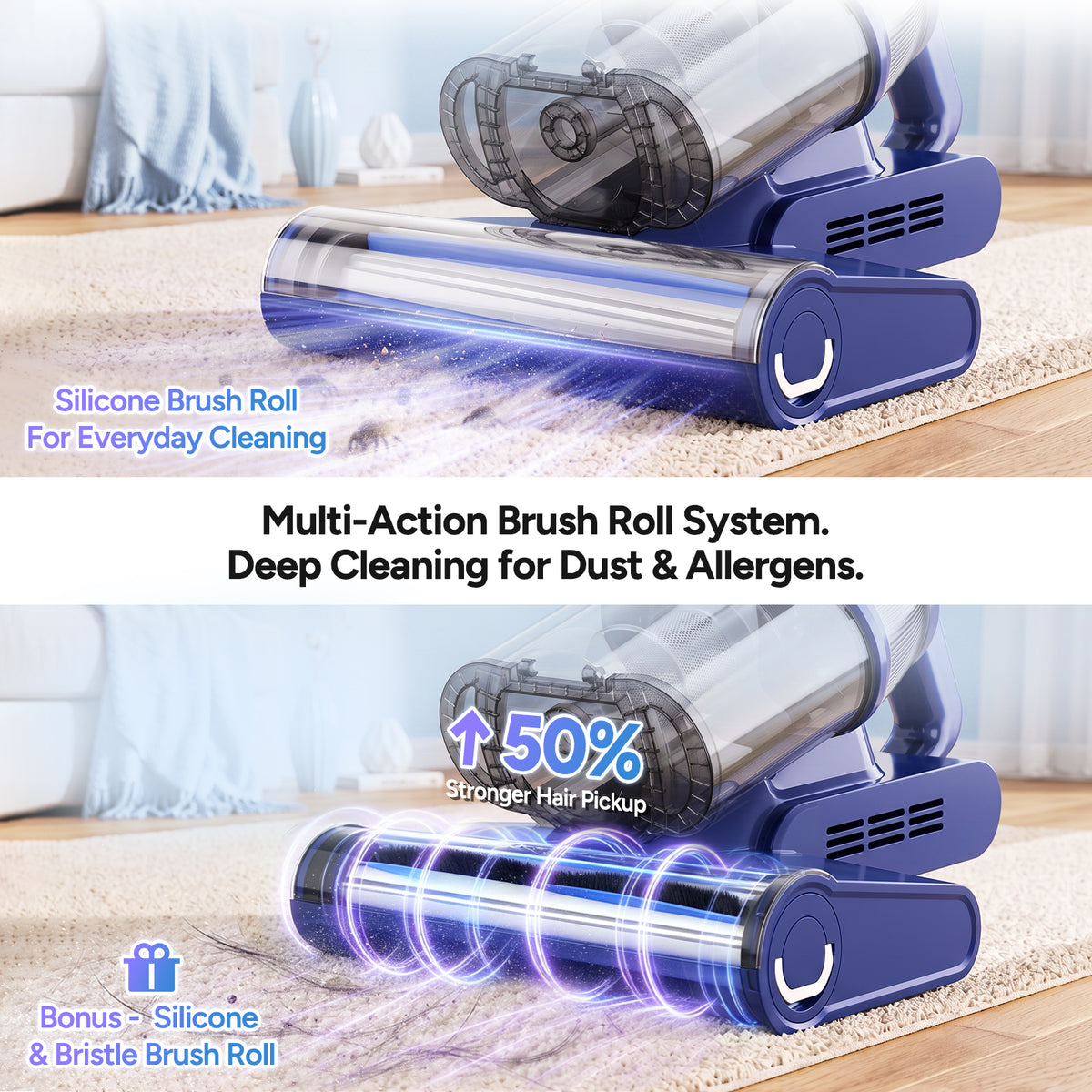 Dr.Prepare Cordless Handheld Vacuum, 18.5kPa Suction, 80000RPM, 38min Max, 2 Modes
