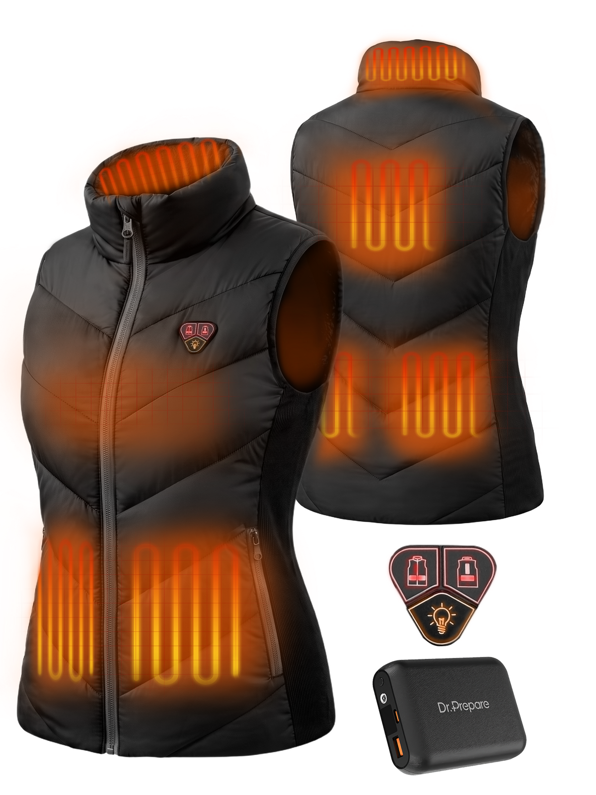 DR.PREPARE Heated Vest for Women, Contoured Fit, 16000mAh, 7.4V, 7H Heat XS-XL