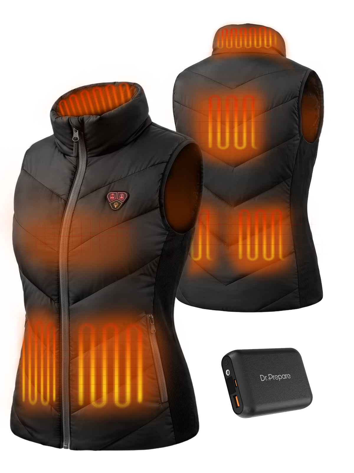 DR.PREPARE Heated Vest for Women, Contoured Fit, 16000mAh, 7.4V, 7H Heat XS-XL