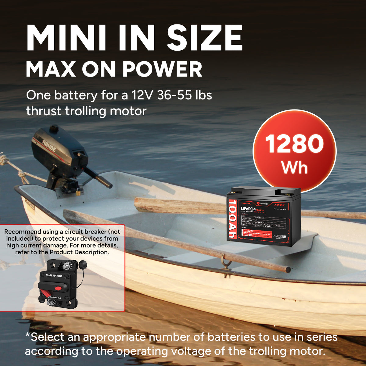 12V 100Ah Mini LiFePO4 Lithium Deep Cycle Battery [10-Year Warranty]