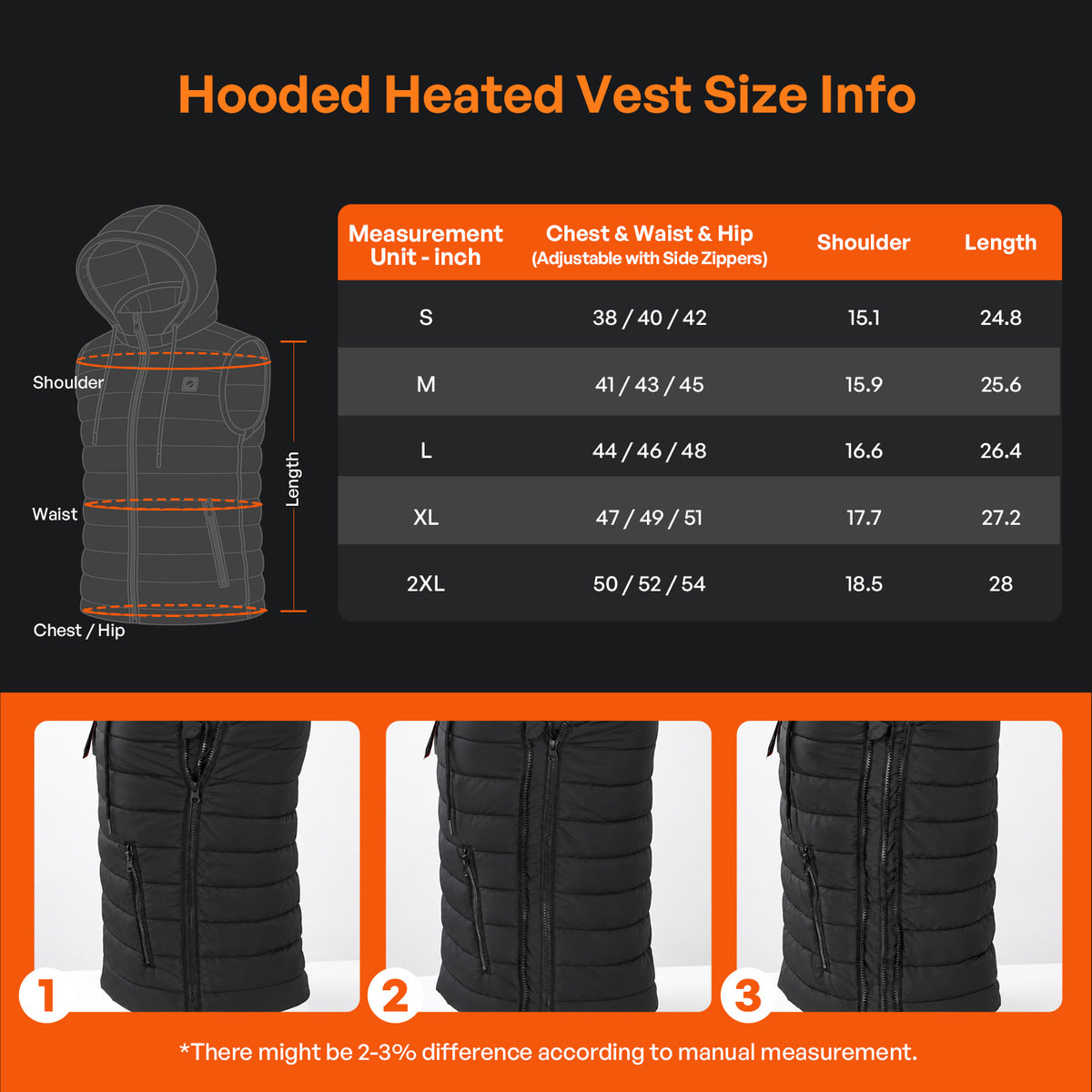 DR.PREPARE Heated Vest with Hooded Outerwear for Men Women S-2XL