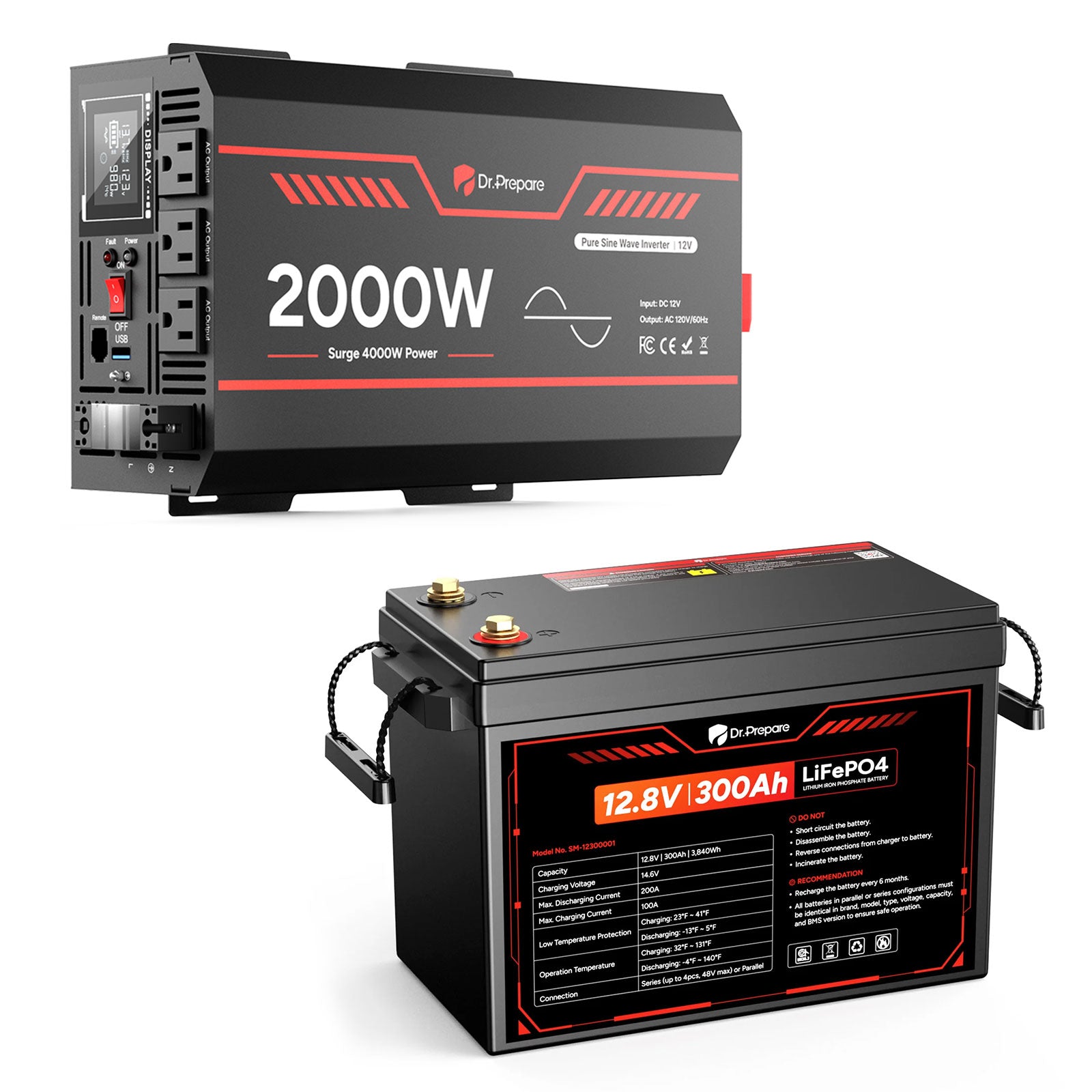 2000W 12V Pure Sine Wave Inverter with LCD Display and Wired Remote Control