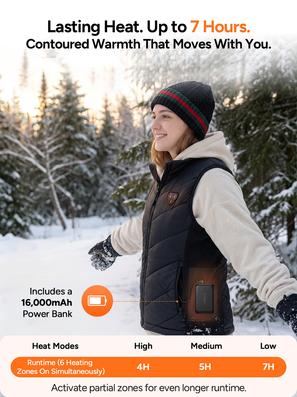 DR.PREPARE Heated Vest for Women, Contoured Fit, 16000mAh, 7.4V, 7H Heat XS-XL