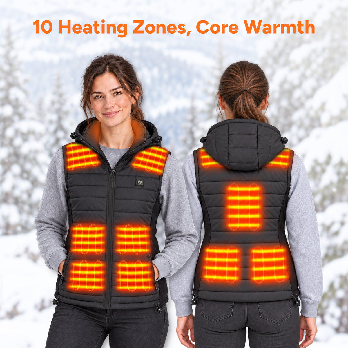 DR.PREPARE Electric Hooded Heated Vest with 16000mAh Battery Pack