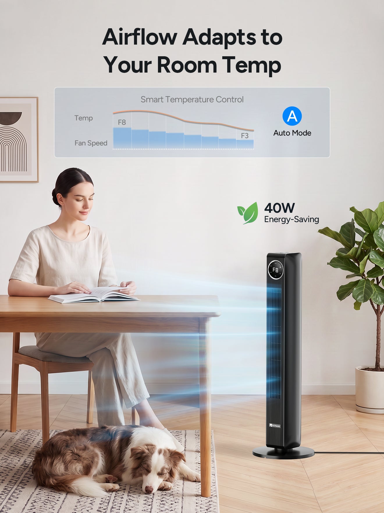 DR.PREPARE 40” Tower Fan with Remote Control