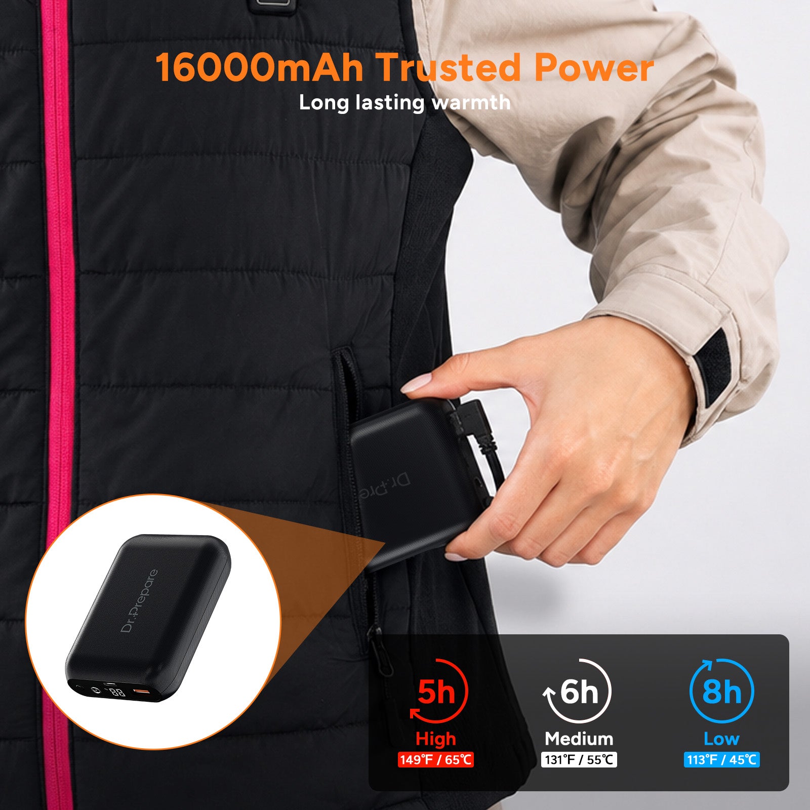 【Back Order 9/16]Dr.Prepare Electric Women’s Heated Vest with 16000mAh Battery Pack