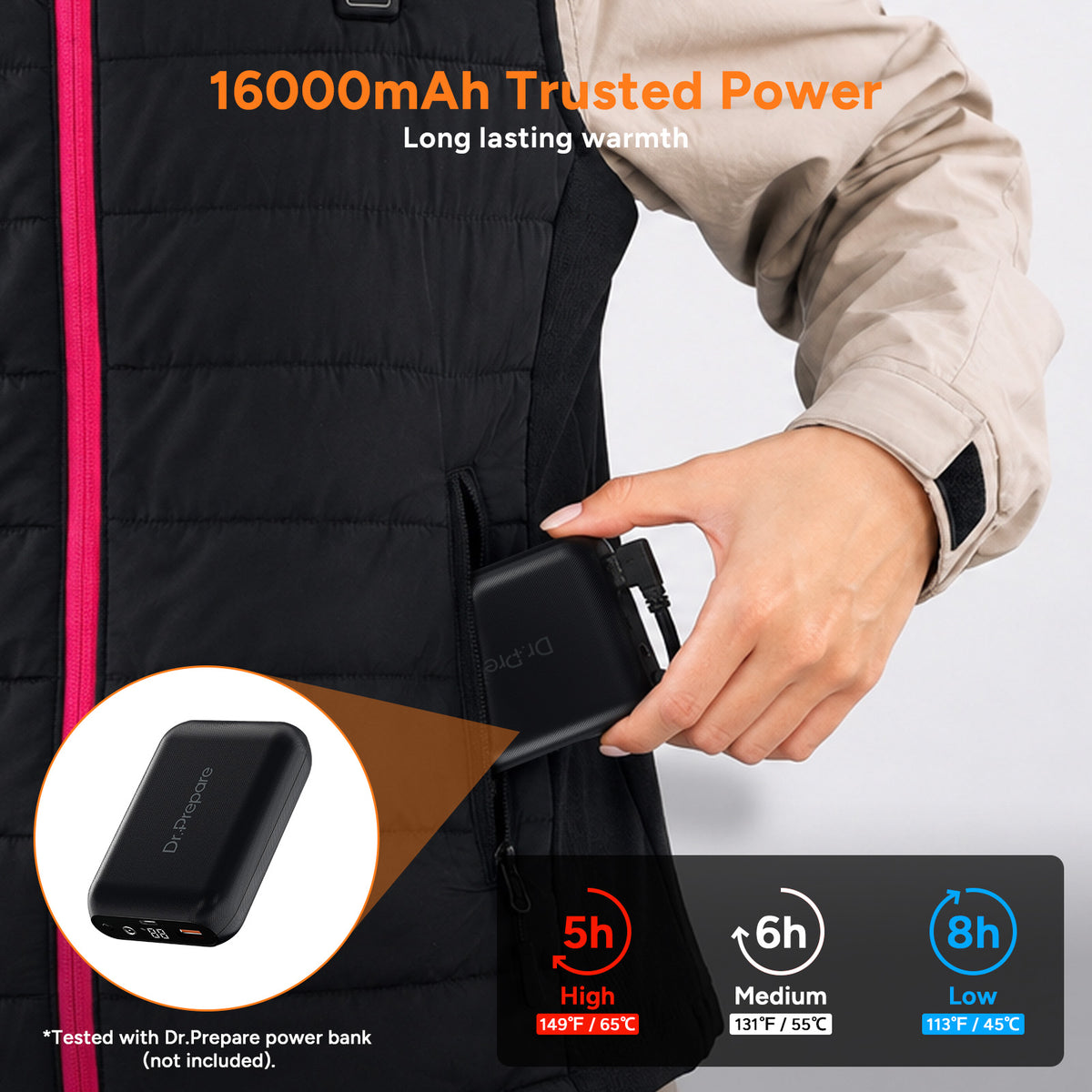 Dr. Prepare Heated Vest for Men, Heated Vest Women, Mens Heated Jacket with Adjustable Sizes XS-XL
