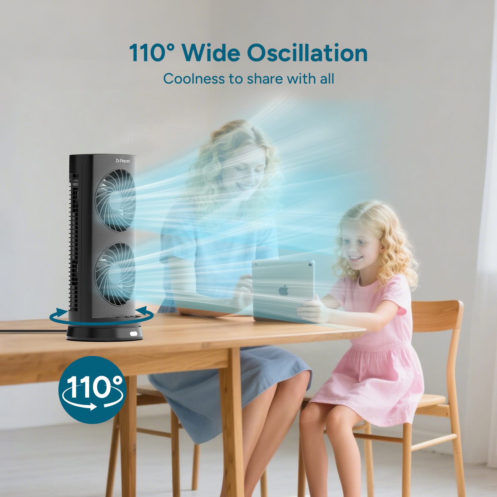Dual Oscillating Tower Fan with Remote Control