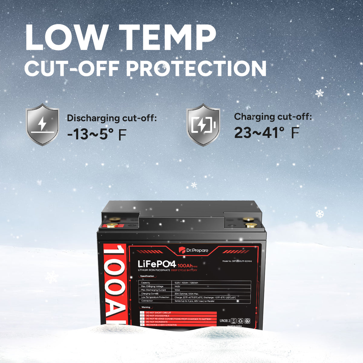 12V 100Ah Mini LiFePO4 Lithium Deep Cycle Battery [10-Year Warranty]