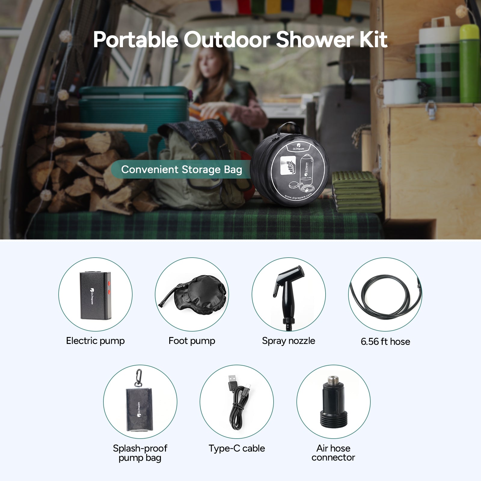 Dr.Prepare 15L Camping Shower Bag (4 Gallons)