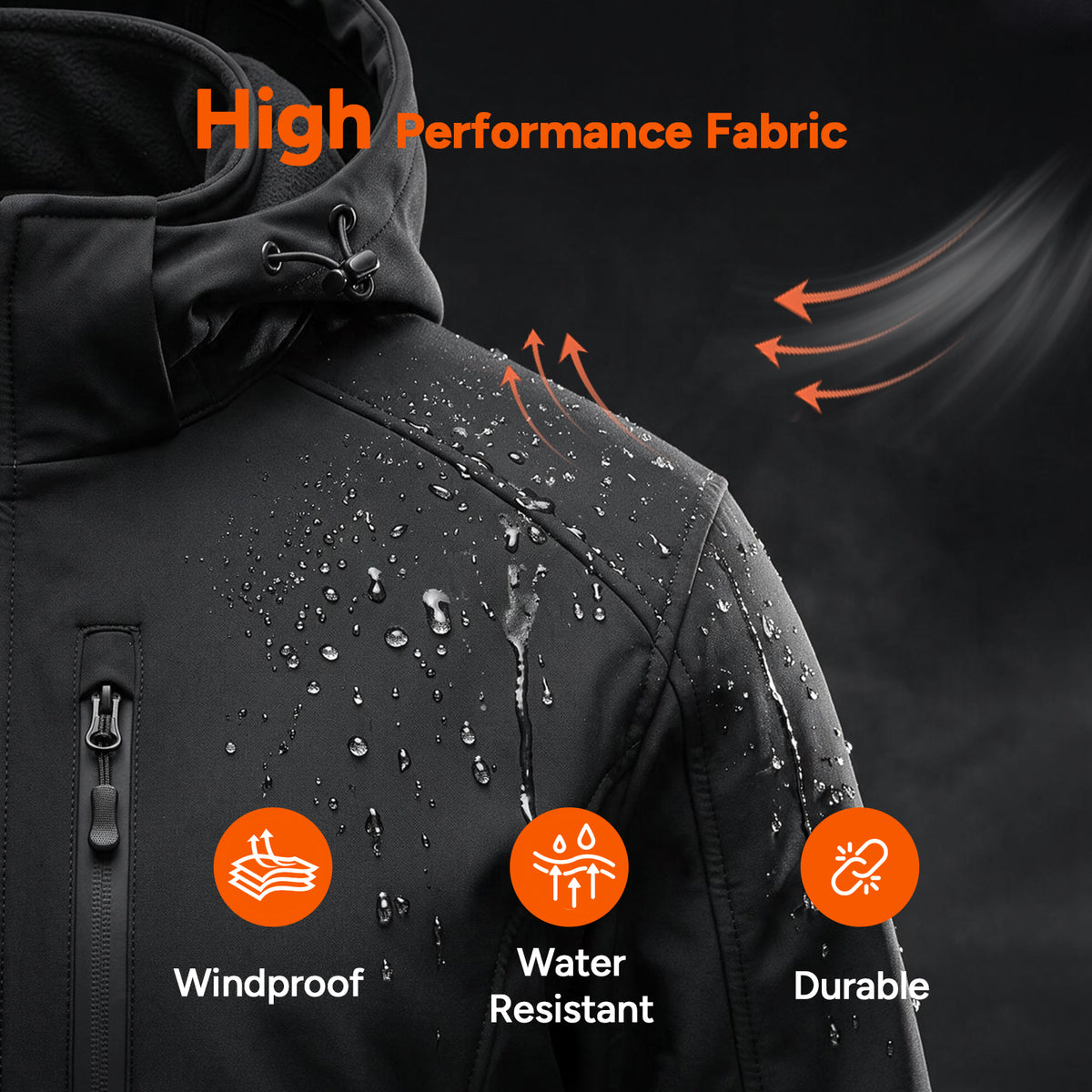 Dr.Prepare Men's Winter Jacket Waterproof Ski Snow Coat with 16000mah power bank