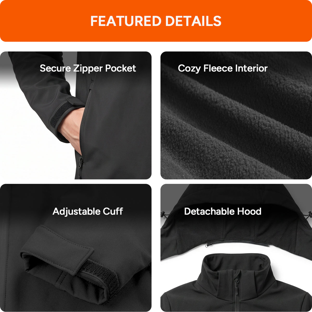 Dr.Prepare Men's Winter Jacket Waterproof Ski Snow Coat with 16000mah power bank