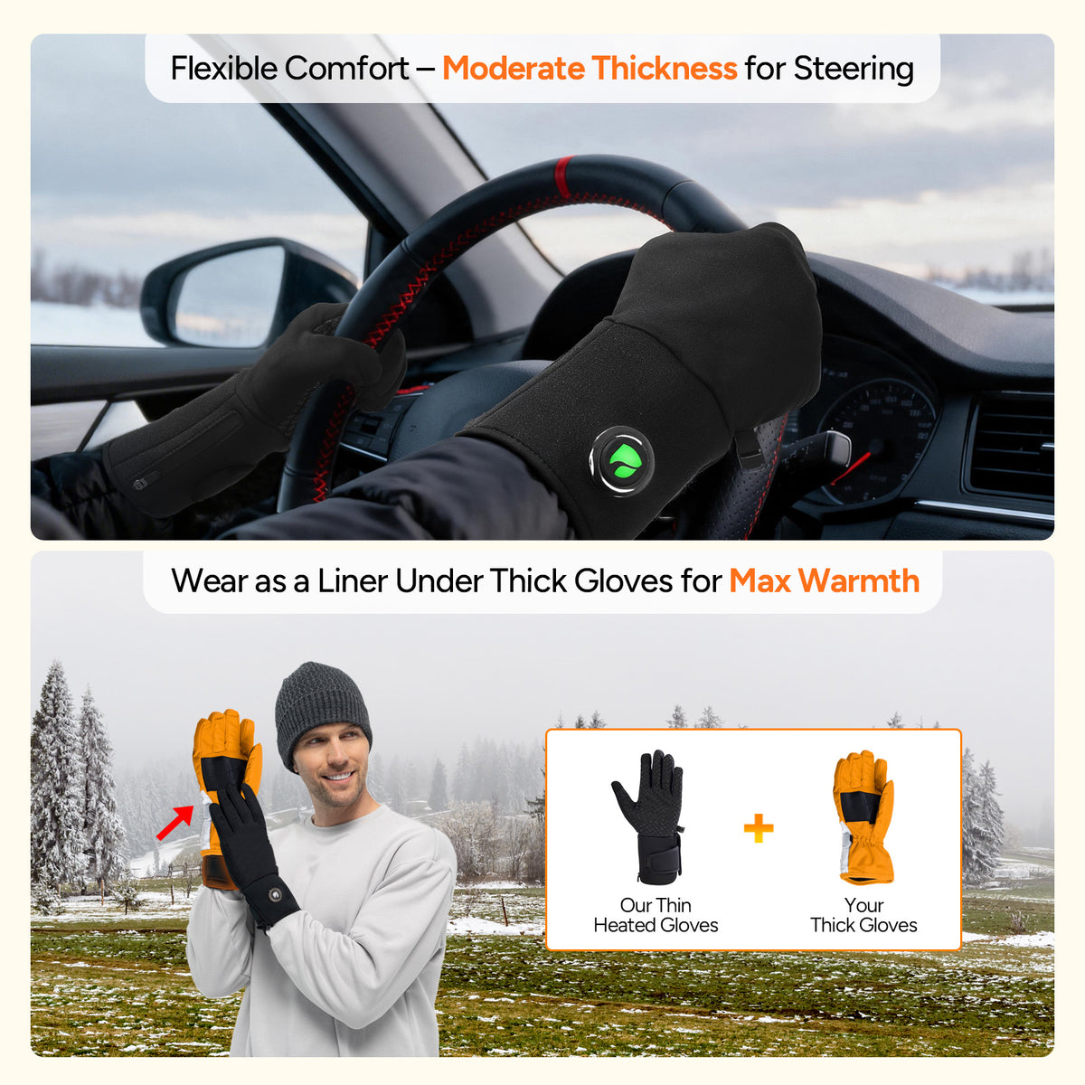 Heated Gloves with 7.4V 3200mAh Battery