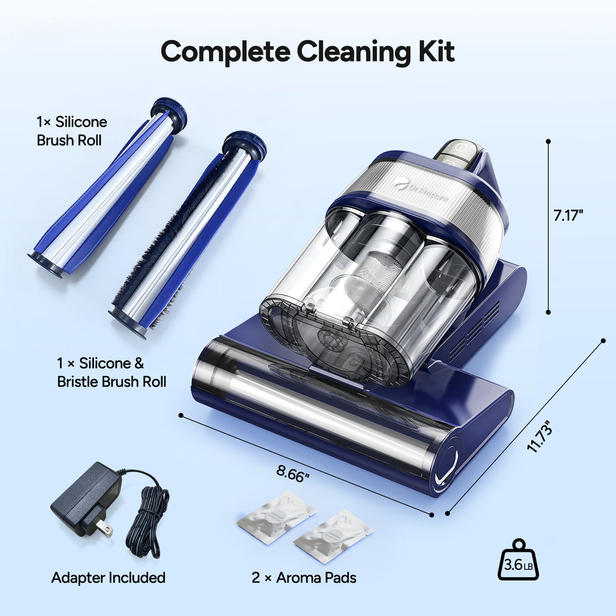 Dr.Prepare Cordless Handheld Vacuum, 18.5kPa Suction, 80000RPM, 38min Max, 2 Modes