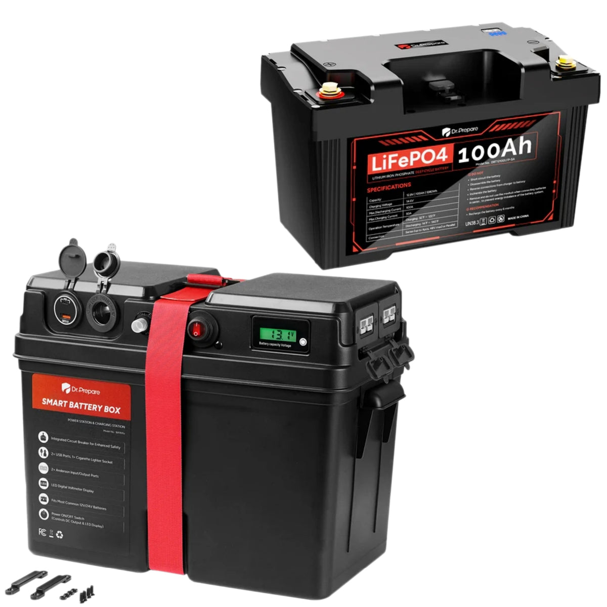 PowerMax 100Ah 12V LiFePO4 Battery & 1280Wh Portable Power Station (First Edition)